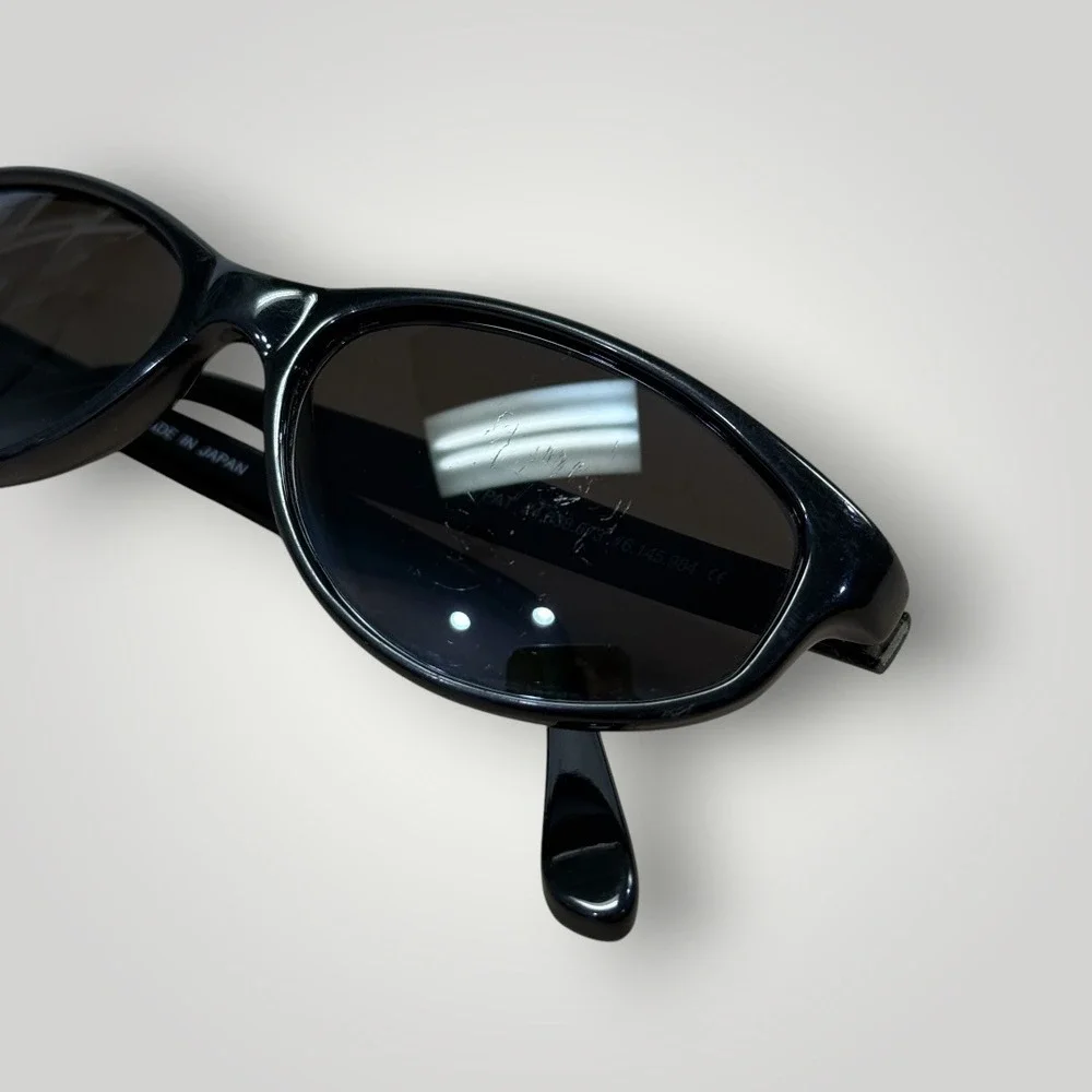 Maui Jim MJ-158-02 Black Oval Sunglasses Womens Made in Japan Vintage Style